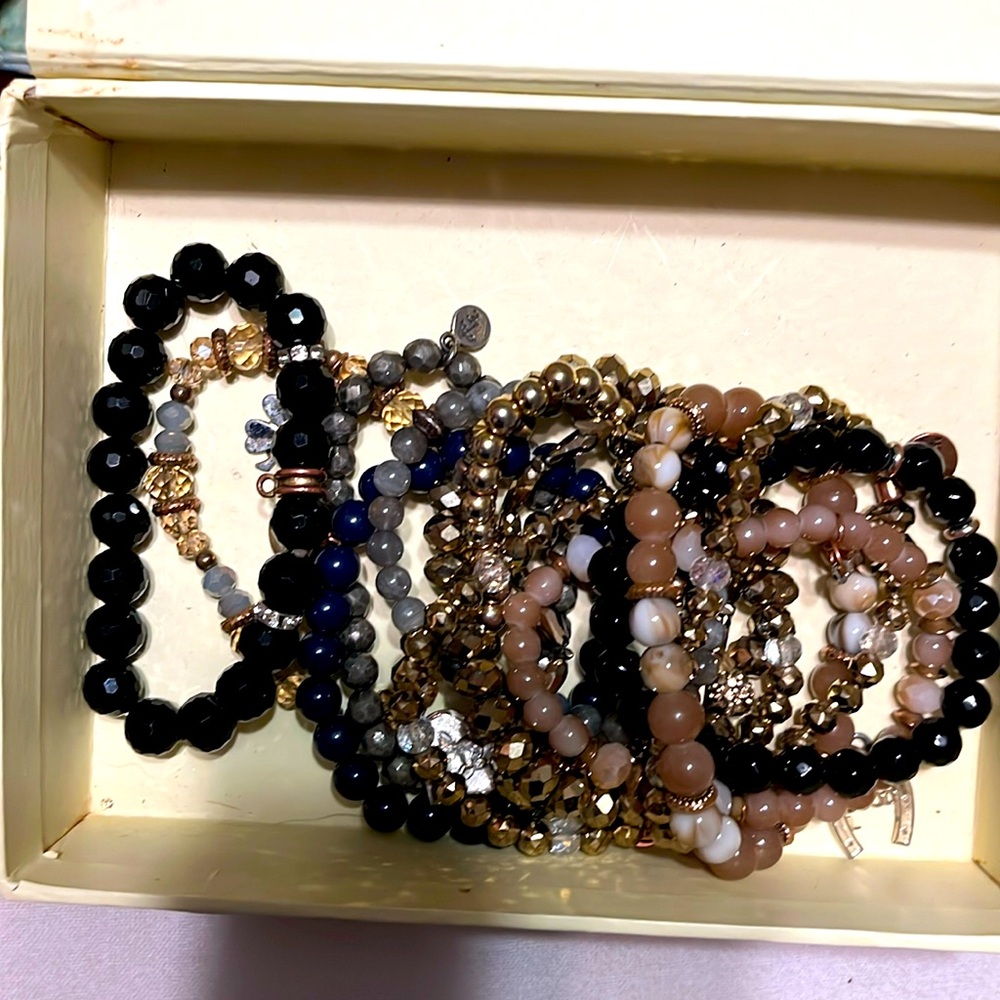 These are a set of 12 beaded bracelets. Smoke free pet free